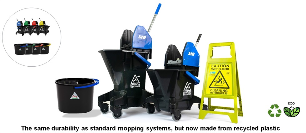 The same durability as standard mopping systems, but now made from recycled plastic