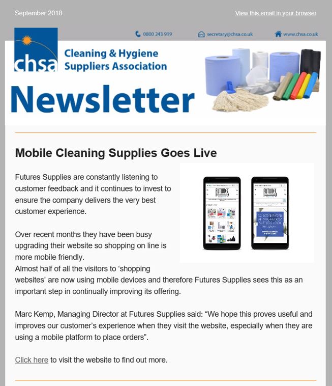 Mobile Cleaning Supplies Goes Live - CHSA