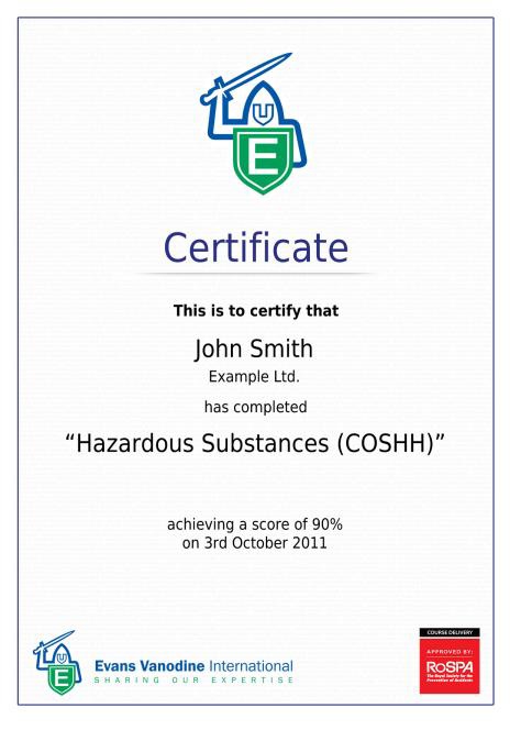 Free Online COSHH Learning and Assessment Facility