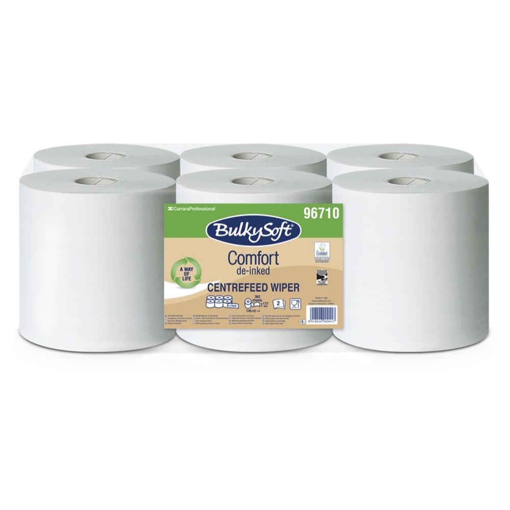 BulkySoft 2ply White Embossed Centrefeed Hand Towel Rolls 145m