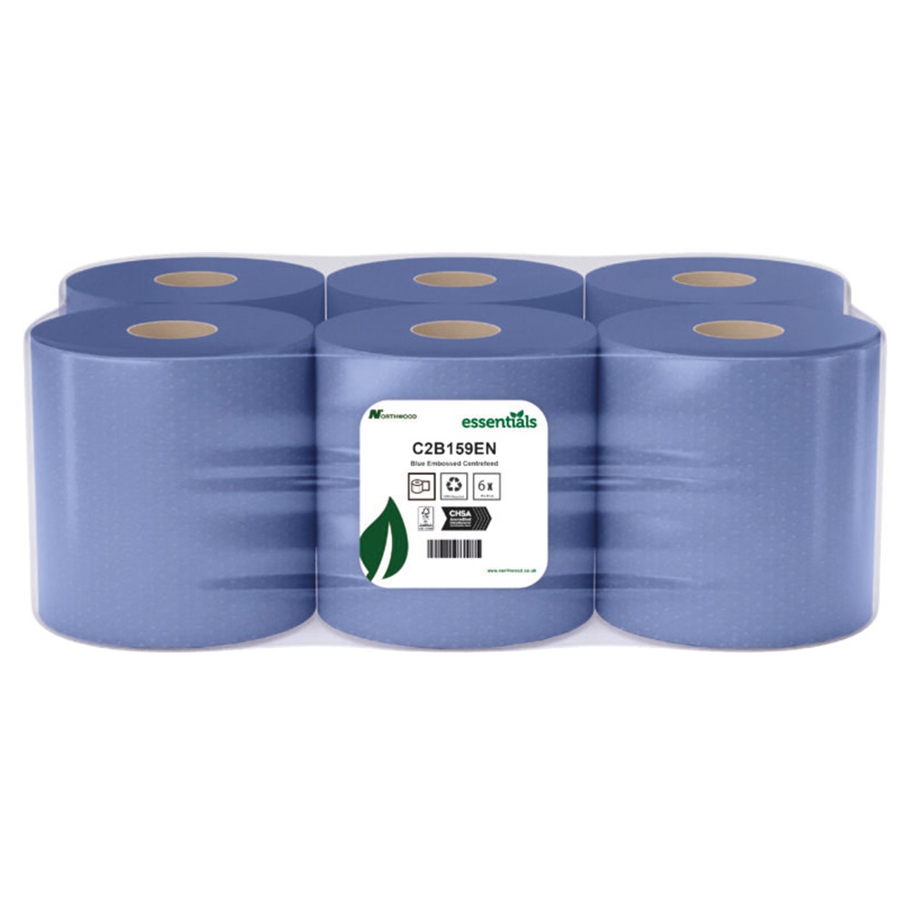 Centrefeed Rolls 2ply Embossed Blue 150m C2B159EN