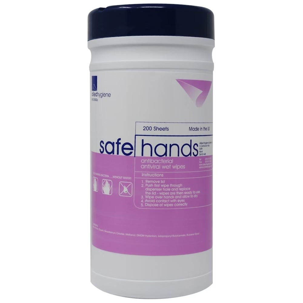 Safehands Disinfectant Hand Wipes Tub 200