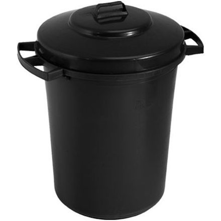 80 LTR Black Plastic Dustbin with Lid