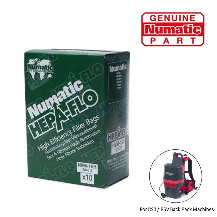 Numatic NVM-1AH Hepa-Flo Dust Bags - Genuine Numatic Bags For RSB Machines