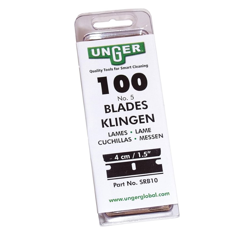 Unger Glass Scraper Blades 4CM - Caution - Sharp Object