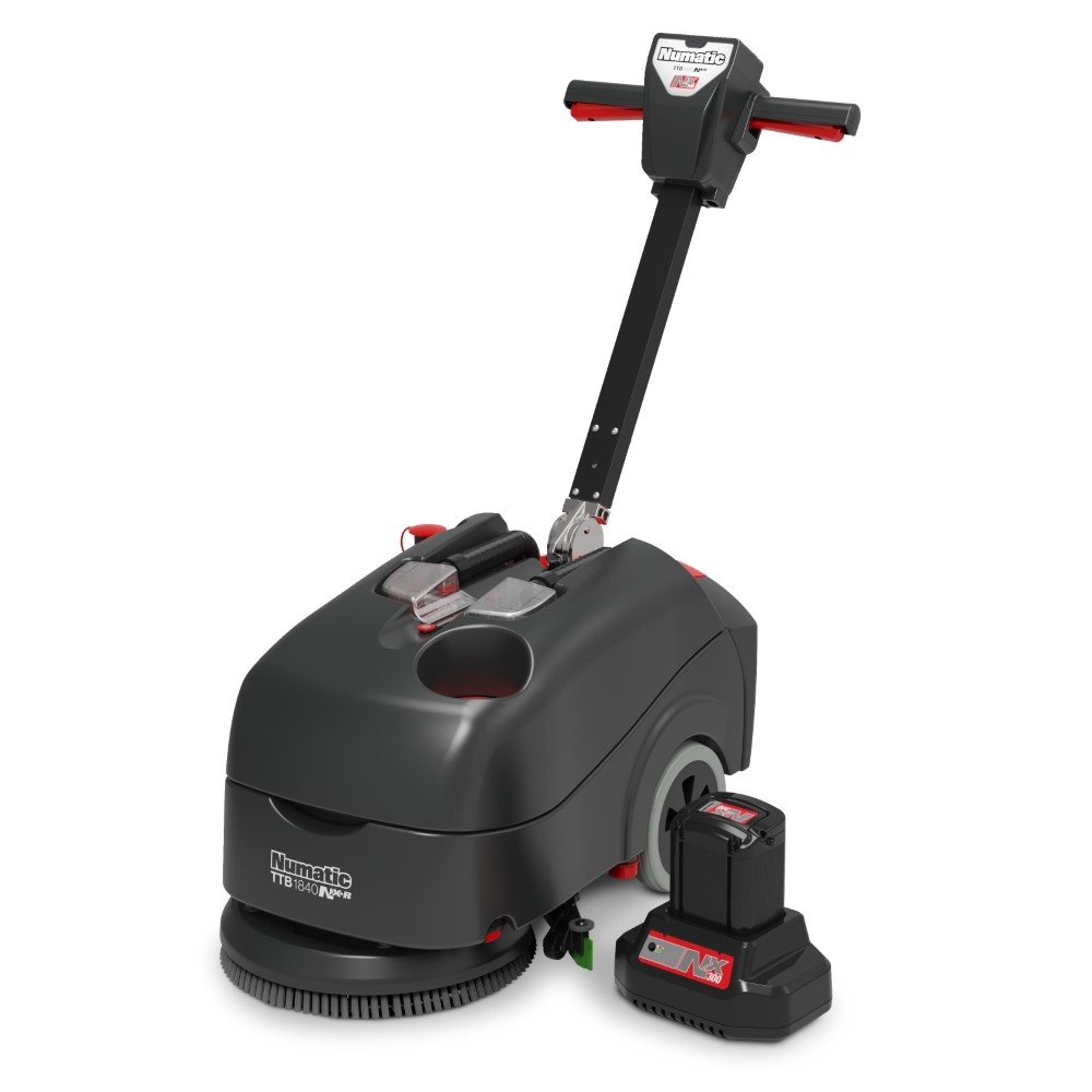 Numatic TTB1840NX-R Cordless Compact Scrubber Dryer Includes 1 x NX300 Battery+ 400ml Poly Brush