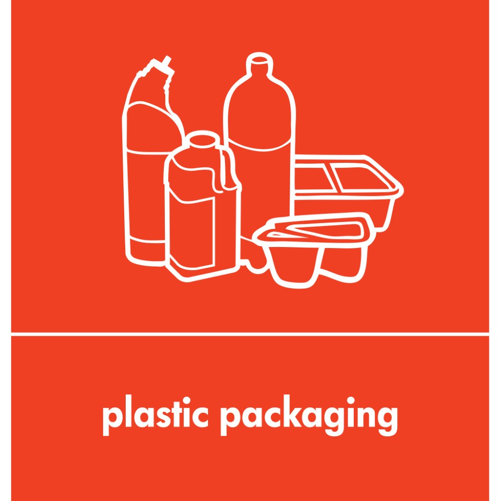 Recycling Sticker Red Plastic Packaging
