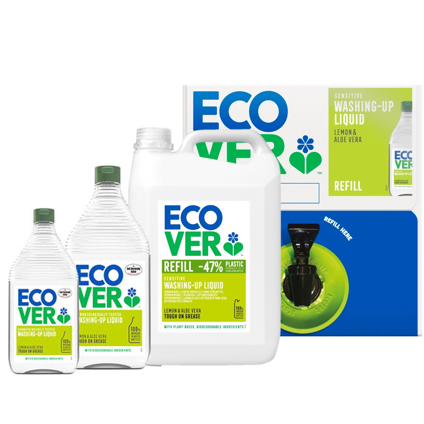 Ecover Washing Up Liquid - Lemon & Aloe Vera 450ml - Single
