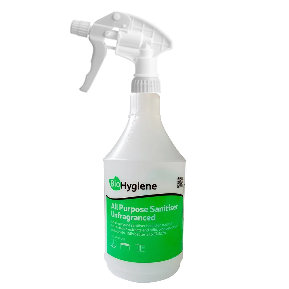 BioHygiene UNFRAGRANCED Sanitiser - Empty Trigger Spray Bottle 750ml