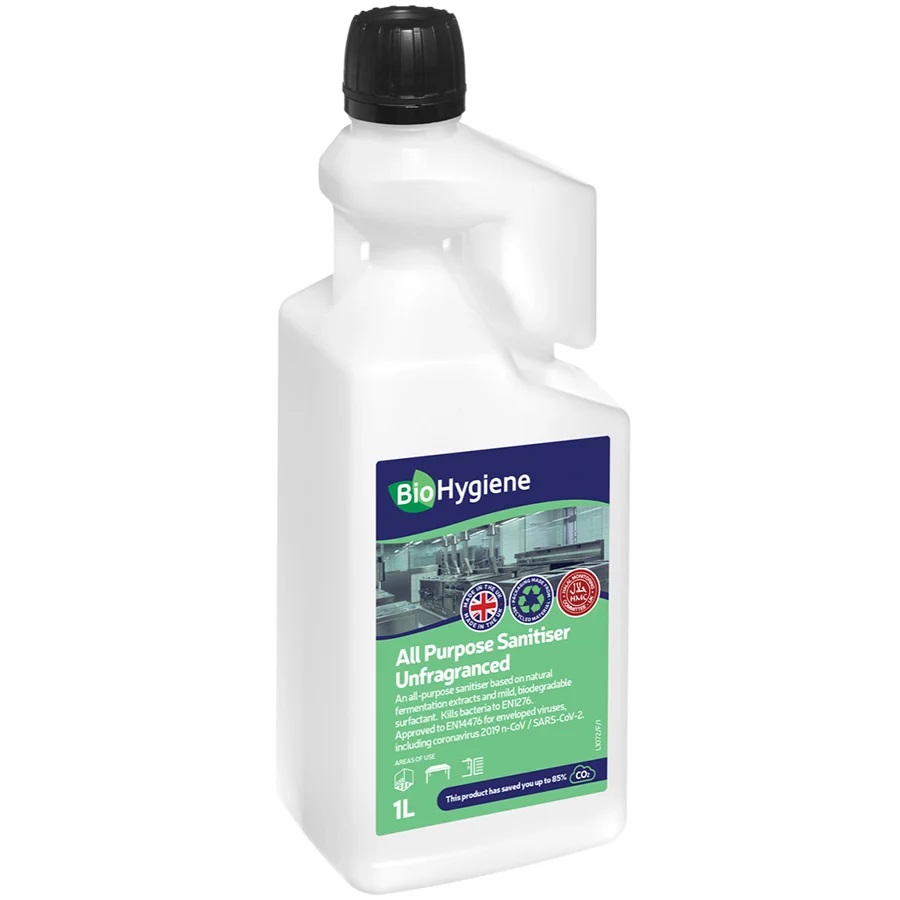 BioHygiene UNFRAGRANCED Sanitiser 1L Concentrate