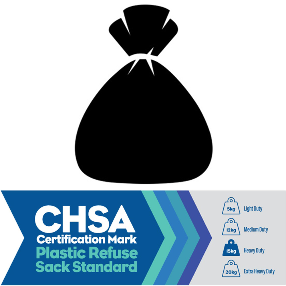 Black Refuse Sacks CHSA - Heavy Duty (15kg) 90L 18x29x38 (Import)