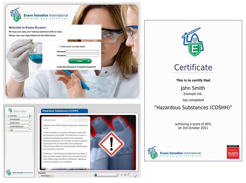 Evans Vanodine E-Learn Interactive Online COSHH Training