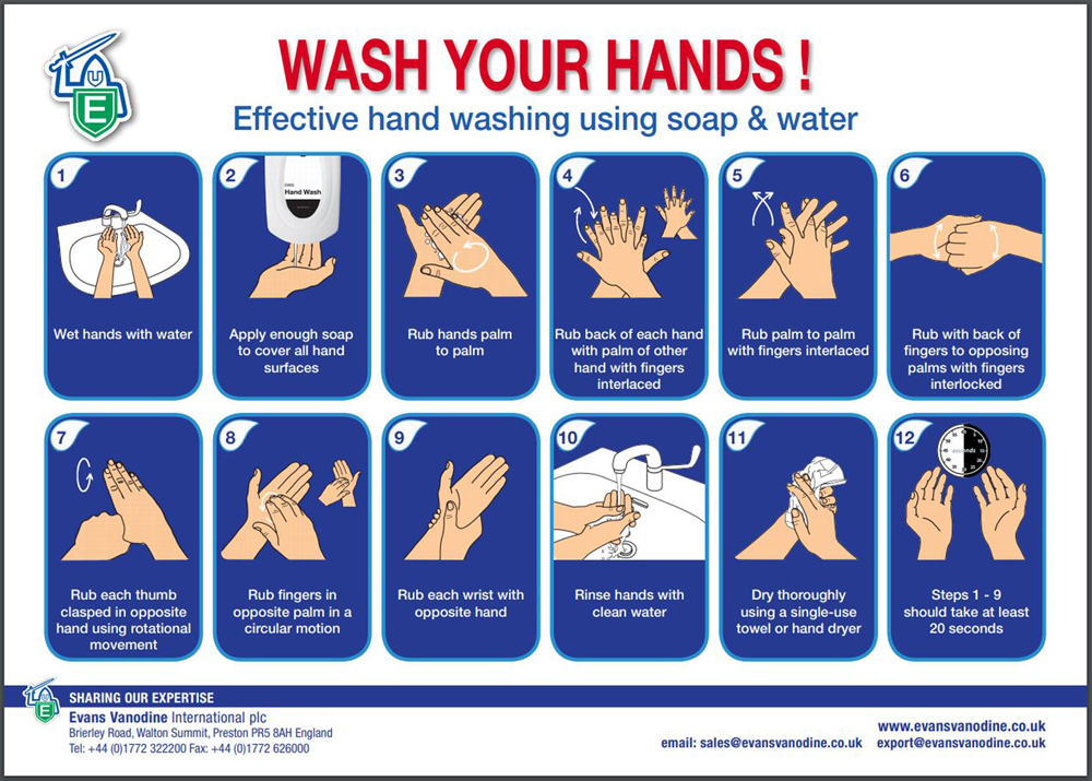 Wash Your Hands Sign / Poster (Evans) - Free Download