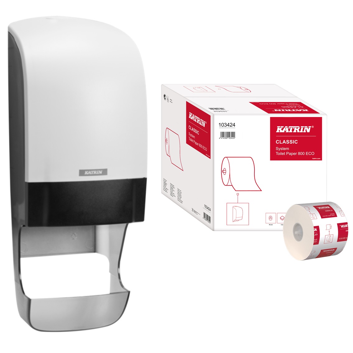 Katrin System Toilet Roll Dispenser Starter Pack White