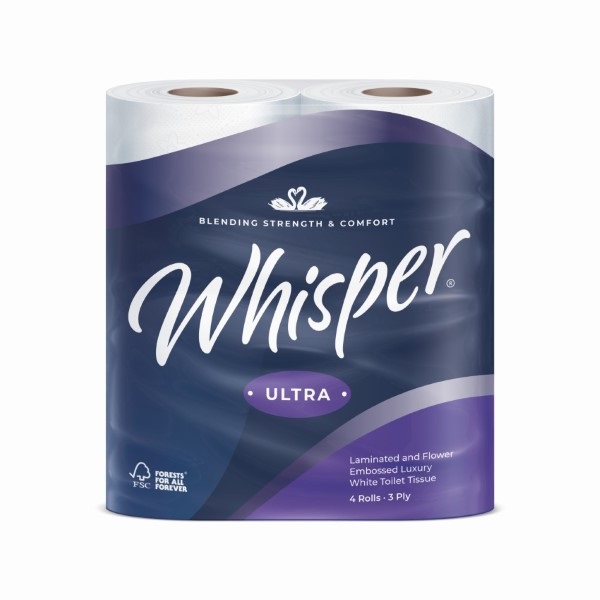 Click for a bigger picture.Whisper Ultra 3ply Luxury Toilet Rolls