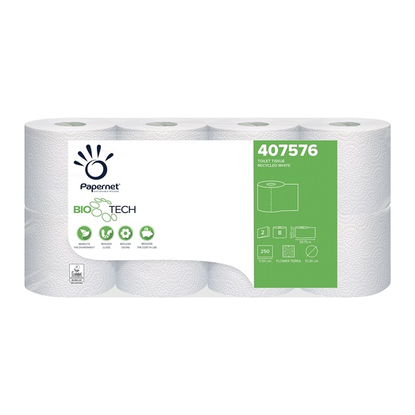 Click for a bigger picture.Bio Tech 407576 Recycled 2ply Toilet Roll 250 Sheet