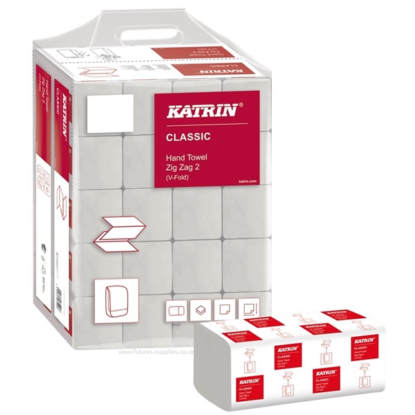 Click for a bigger picture.Katrin 35298 Zig Zag Hand Towel 2ply White - V-Fold (Formerly 45570)