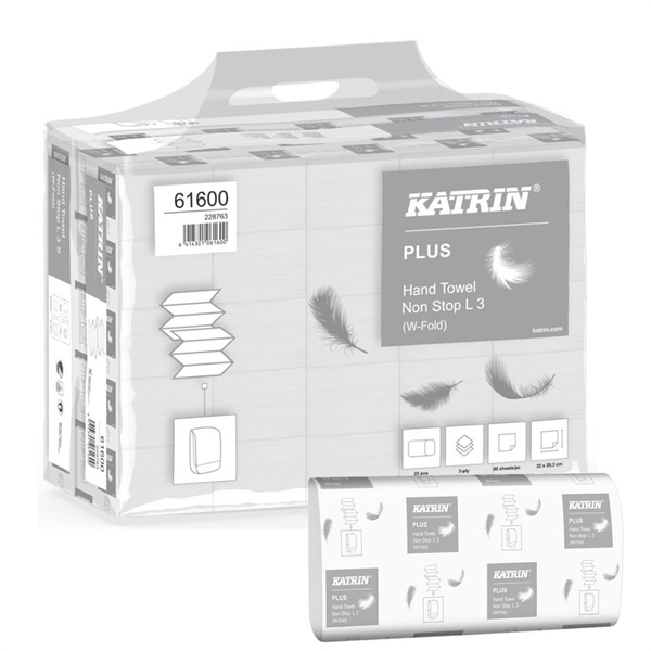 Click for a bigger picture.Katrin Plus 61600 Non Stop Hand Towel L3 3Ply W Fold (Narrow)