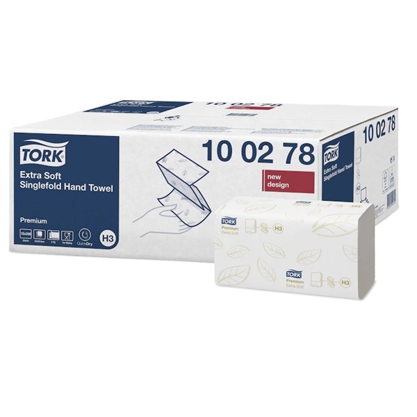 Click for a bigger picture.Tork H3 100278  Singlefold Hand Towel 2ply Premium Extra Soft