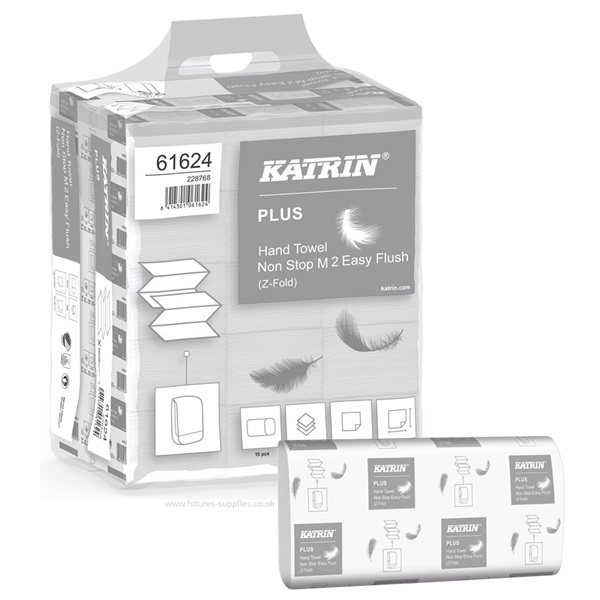 Click for a bigger picture.Katrin Plus 61624 Non Stop Hand Towel M2 2Ply Z Fold (Narrow) (Easyflush)