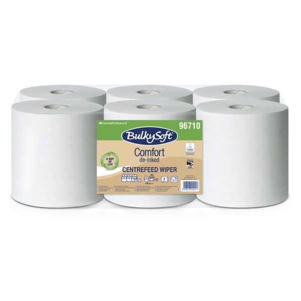 Click for a bigger picture.2ply White Embossed Centrefeed Roll 145m 96710