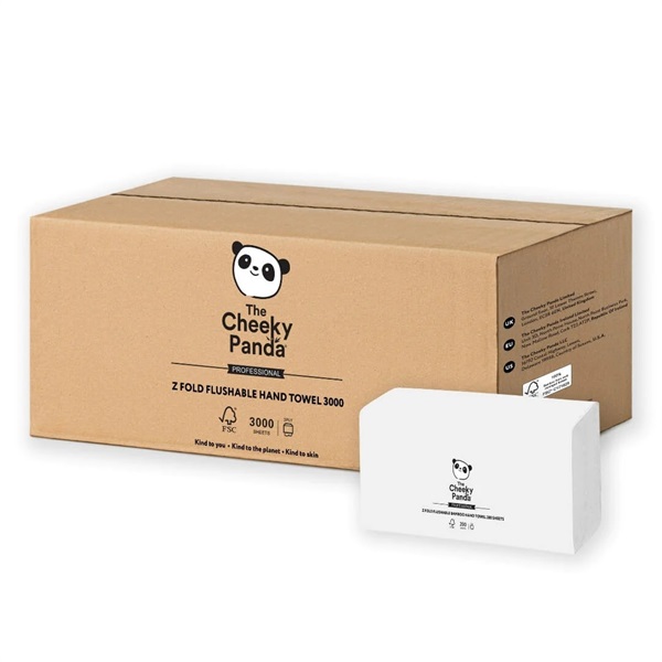 Click for a bigger picture.Cheeky Panda Professional Z-Fold Bamboo Flushable Hand Towels