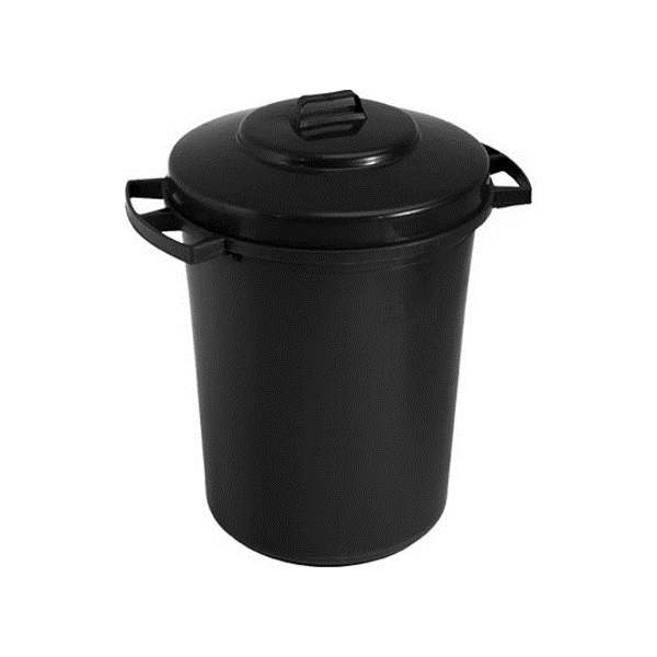 Click for a bigger picture.80 LTR Black Plastic Dustbin with Lid