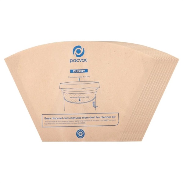 Click for a bigger picture.Pacvac SuperPro Disposable Paper Dustbag DUB019