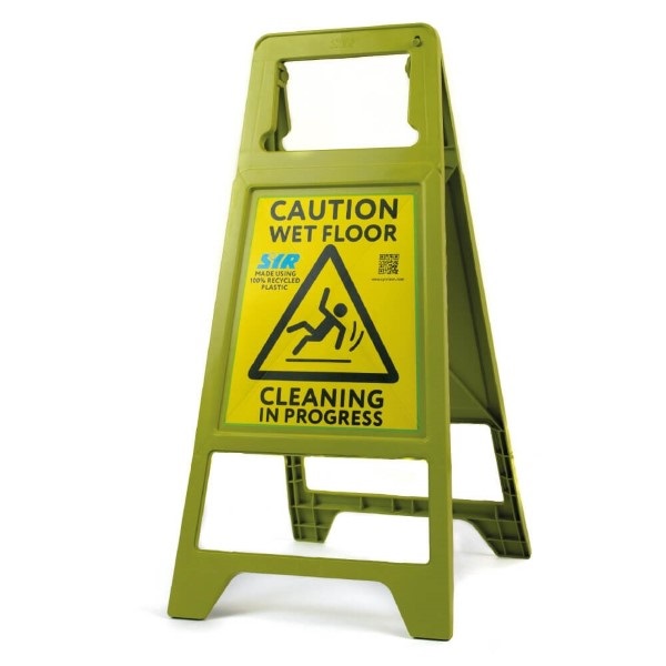 Click for a bigger picture.xx ''Caution Wet Floor'' Sign  - Made with 100% Recycled Plastic