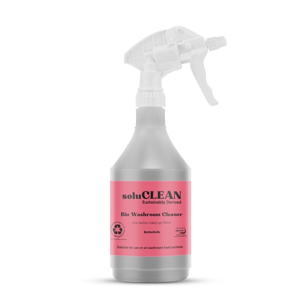 Click for a bigger picture.SoluClean Bio Washroom Cleaner bottle Empty Trigger 750ml