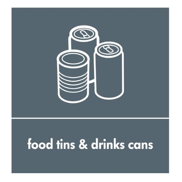 Click for a bigger picture.Recycling Sticker Grey Food + Drinks Cans
