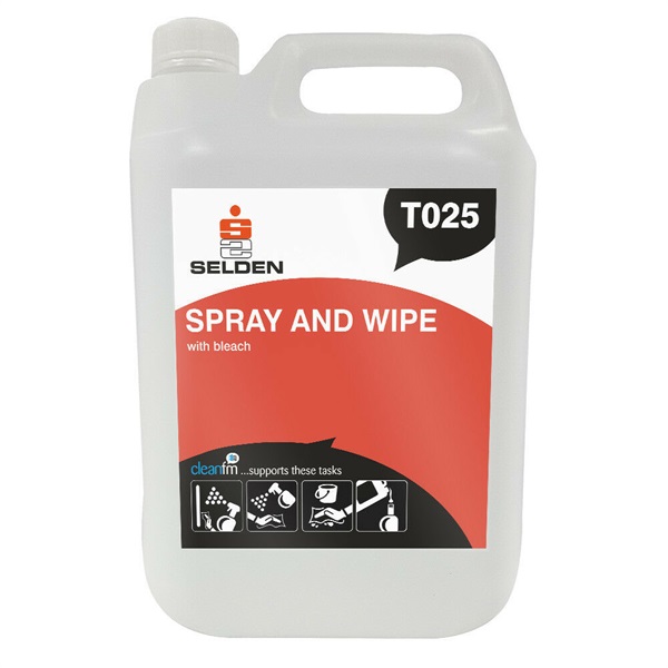 Click for a bigger picture.xx Spray + Wipe With Bleach 5L Single - Handle Product With Care - Corrosive