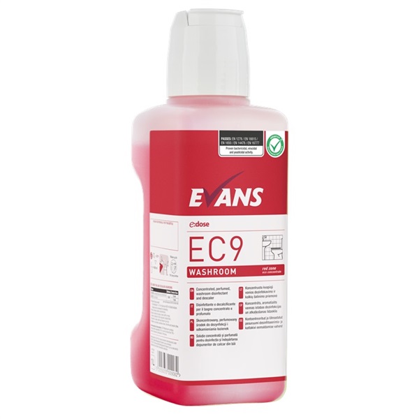Click for a bigger picture.xx Evans EC9 Red Zone 1L  Concentrated Bactericidal Washroom Cleaner (Single)