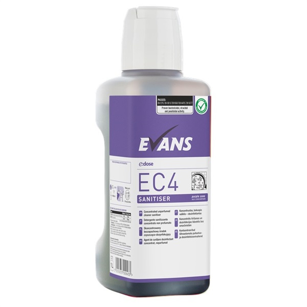 Click for a bigger picture.Evans EC4 Purple Zone 1L Single Virucidal Sanitiser