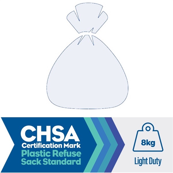 Click for a bigger picture.Clear Refuse Sacks CHSA - Light Duty (8kg) 90L 18x29x38