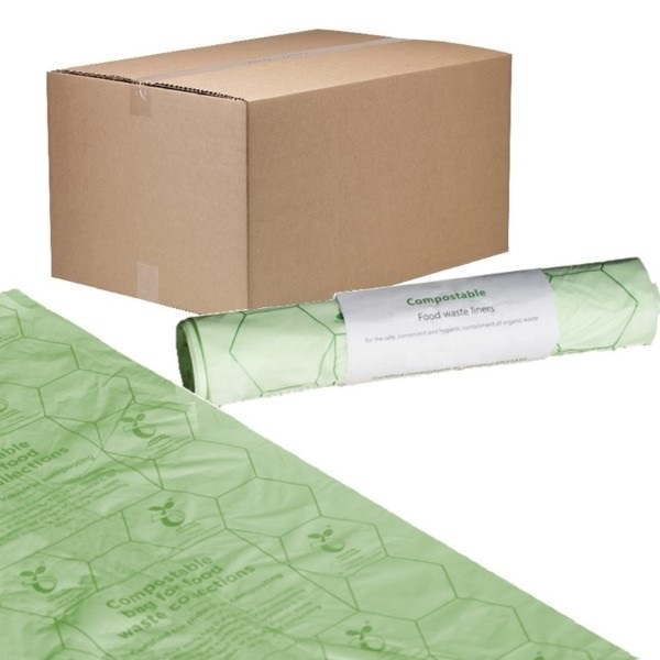 Click for a bigger picture.Compostable Kitchen Food Waste Caddy Liner 5-7Ltr - 40 Rolls of 52 Bags