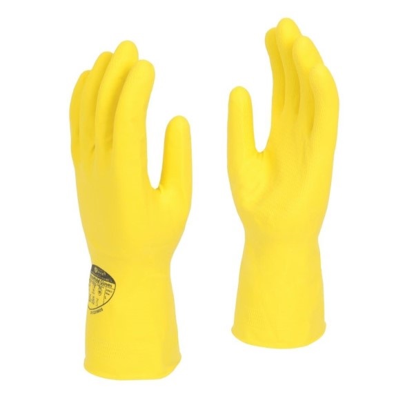 Click for a bigger picture.Yellow Medium Rubber Gloves