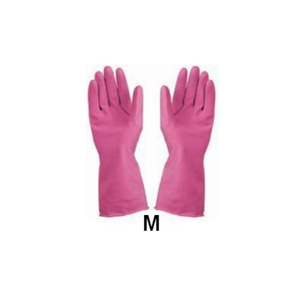 Click for a bigger picture.Pink Medium Rubber Gloves