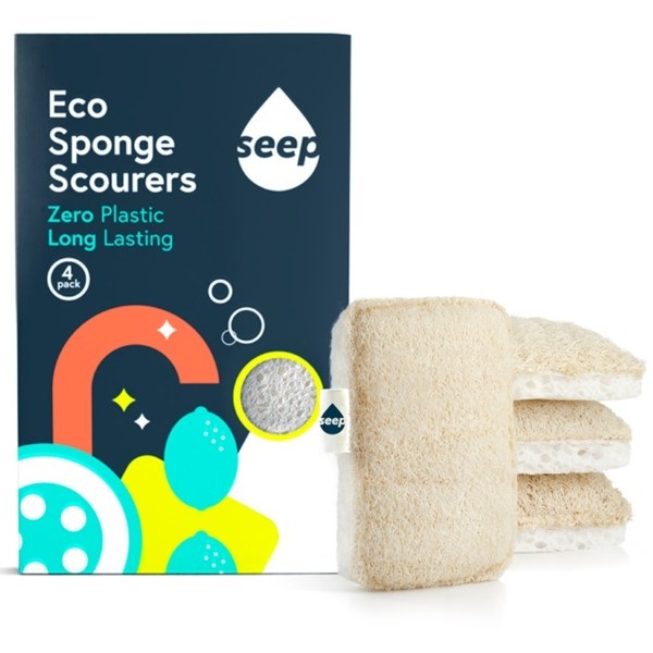 Click for a bigger picture.Seep Eco Sponge Scourers - Compostable Sponge With Loofah Scourer