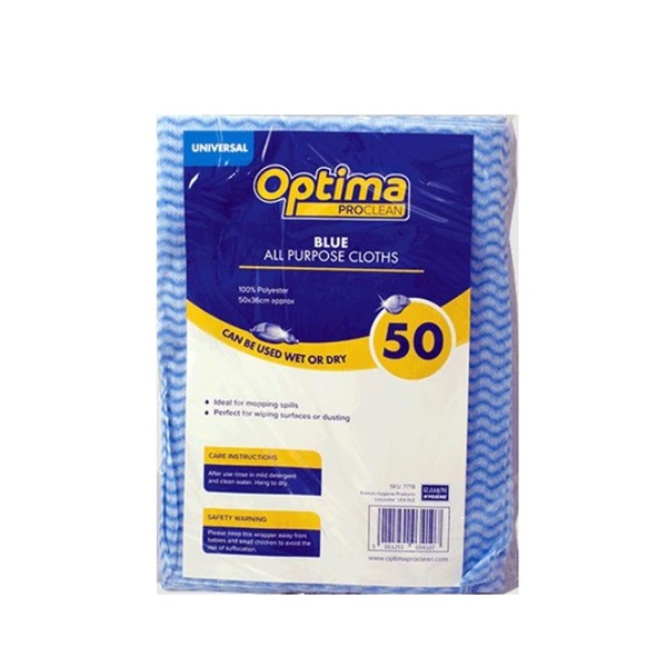 Click for a bigger picture.Optima Proclean Blue PK 50 All Purpose Cloths