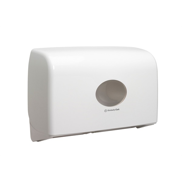 Click for a bigger picture.Kimberly-Clark 6947 Twin Mini Jumbo Toilet Roll Dispenser