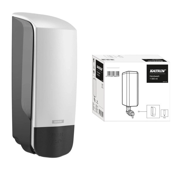 Click for a bigger picture.Katrin System Soap Dispenser Starter Pack - Kit Includes 6x 1ltr Cartridges