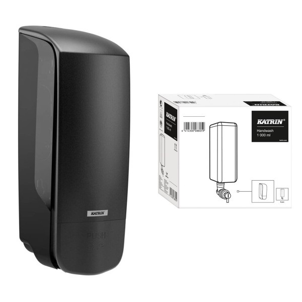 Click for a bigger picture.Katrin System Soap Dispenser Starter Pack  Black - Kit Includes 6x 1L Cartridges