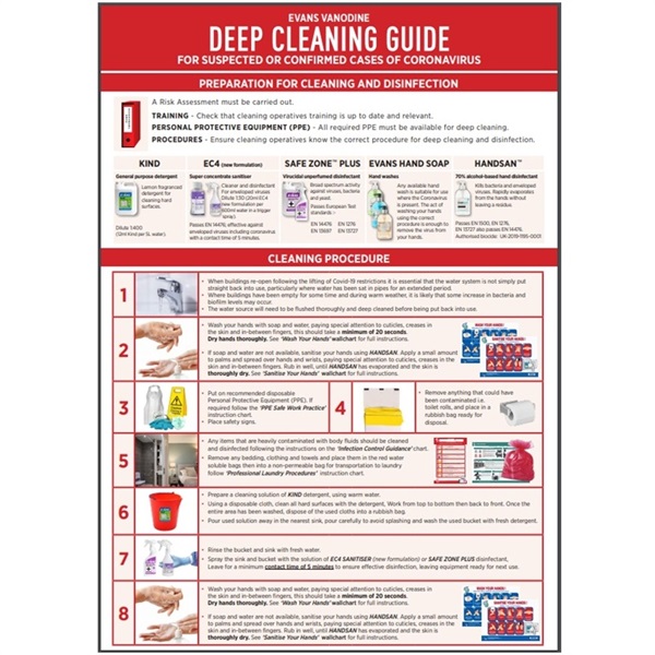 Click for a bigger picture.Evans Coronavirus Deep Cleaning Guide - Free Download