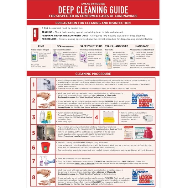 Click for a bigger picture.Evans Coronavirus Deep Cleaning Guide - Free Download