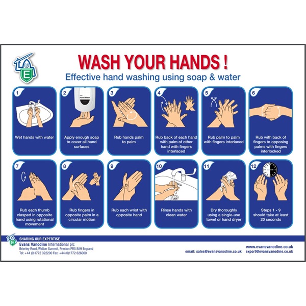 Click for a bigger picture.Wash Your Hands Sign / Poster (Evans) - Free Download