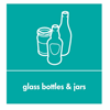 Recycling Sticker Teal Glass Bottles Jars